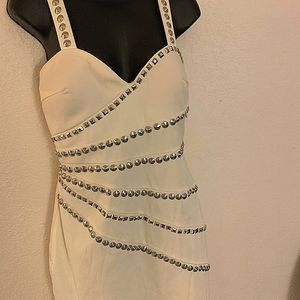 White silver studded dress